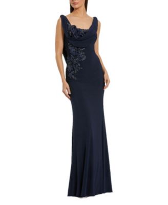  Sleeveless Jersey Cowl Neck Gown With Beading