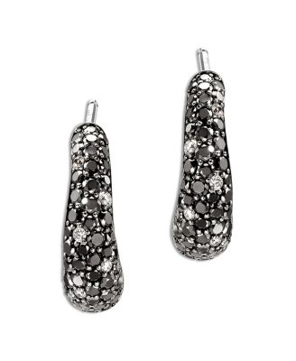JOHN HARDY - Sterling Silver Surf Diamond Pav&eacute; Black Sand Cuff Hoop Earrings