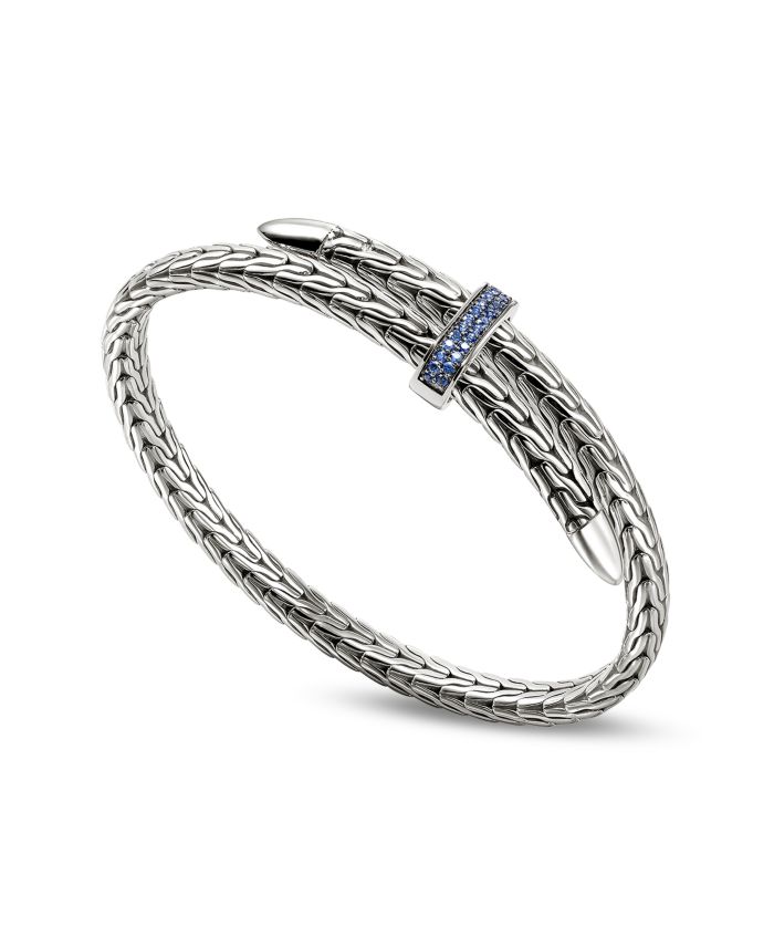 Sterling Silver Spear Blue Sapphire Flex Bracelet