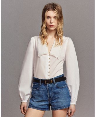 The Eyelet Sailor Silk Blouse