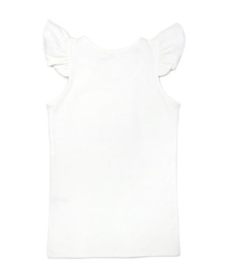 Girls "one" Pink Sparkle Embroidered Flutter Sleeve Tank - Baby