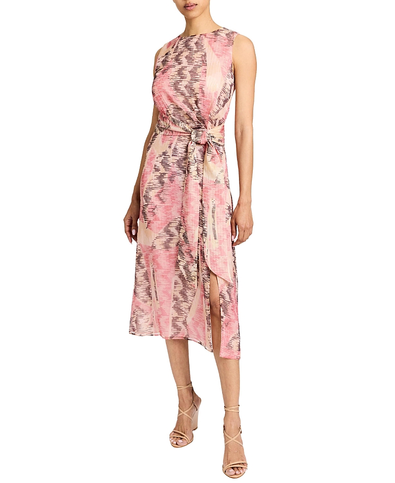 Santorelli Dorothy A-line Sleeveless Dress in Printed Silk Chiffon