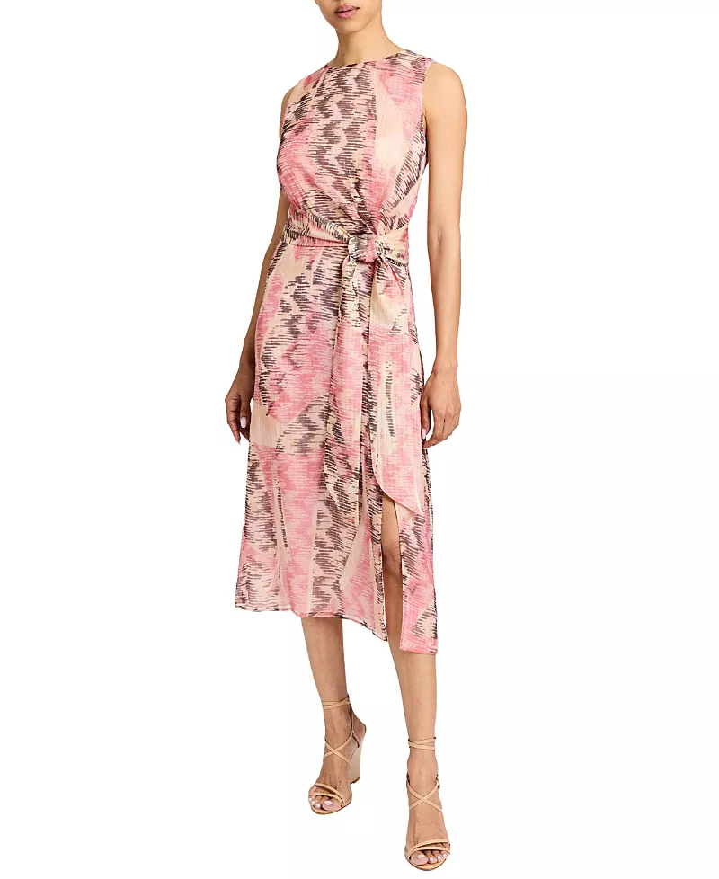 Santorelli Dorothy A-line Sleeveless Dress in Printed Silk Chiffon
