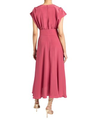 TALIA Cap Sleeve Midi Dress Silk Crepe De Chine