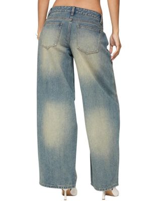 Washed Low Rise Baggy Medium Rinse Wash Jeans