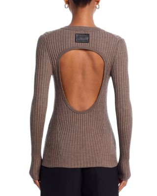 Wool Ribbed Open Back Sweater