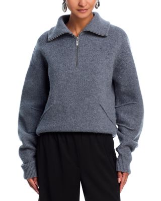 Wool Half Zip Funnel Neck Sweater
