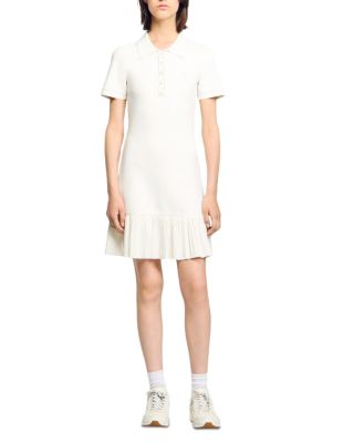 Polo Collar Pleated Mini Dress