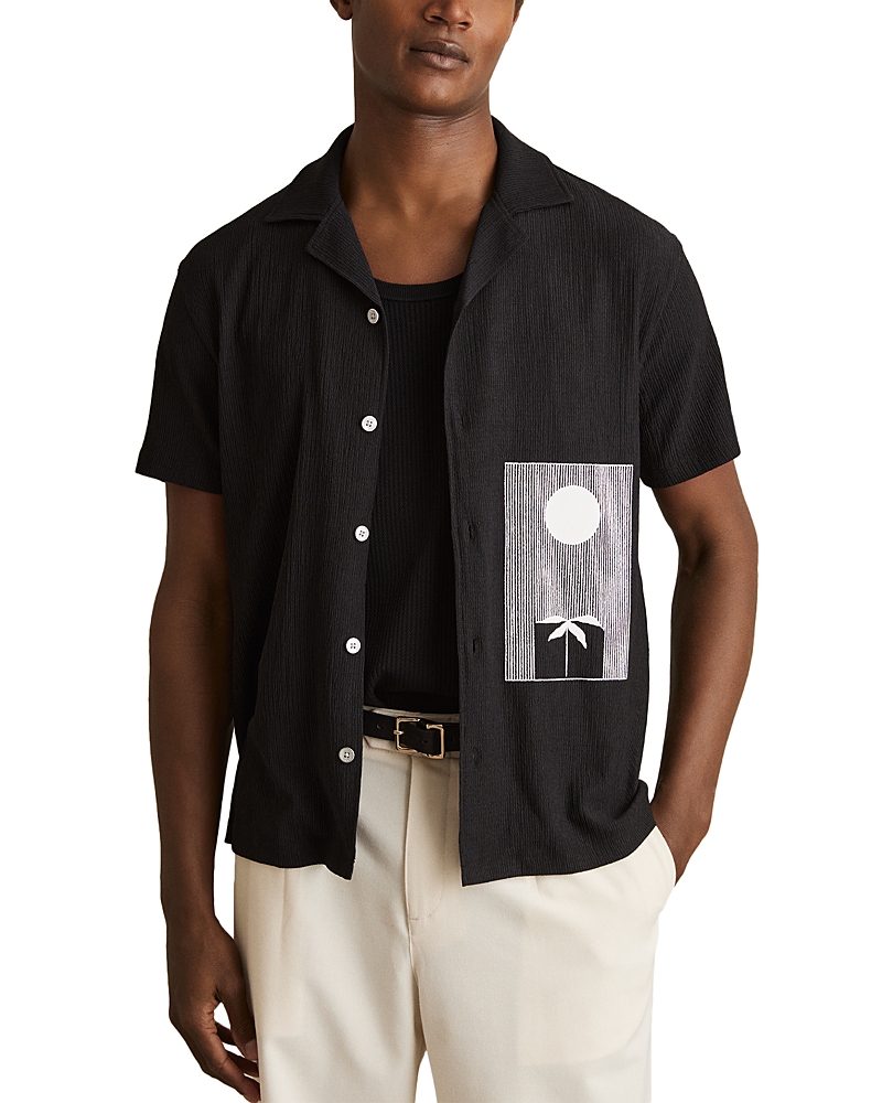 Reiss Textured Graphic Camp Shirt
