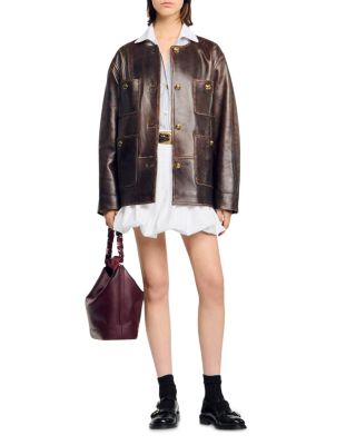 Long Distressed Leather Jacket