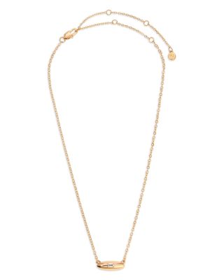 Baguette Crystal Oval Dome Simple Pendant Necklace, 20"