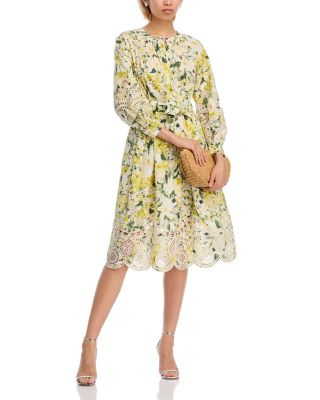 Cotton Print Eyelet Trim Dress