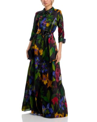 Floral Print Organza Gown 