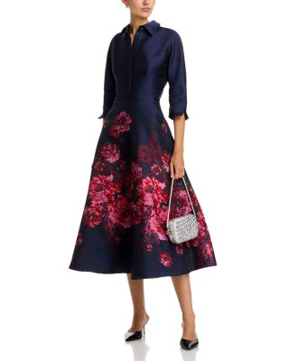 Jacquard Floral Shirt Waist Dress