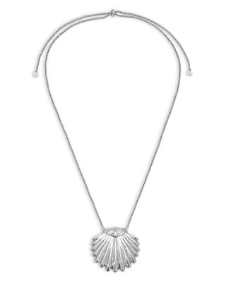 Cubic Zirconia Scallop Shell Pendant Necklace, 36"