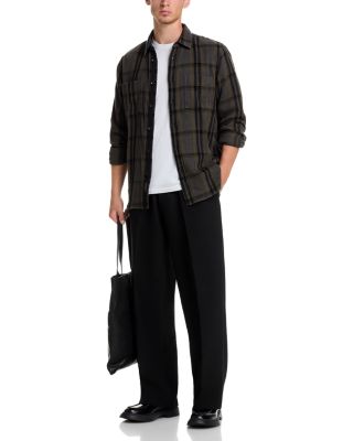 Herringbone Plaid Oversized Fit Button Down Shirt