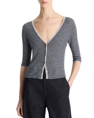 Vince - Cashmere Silk Microstripe Cardigan