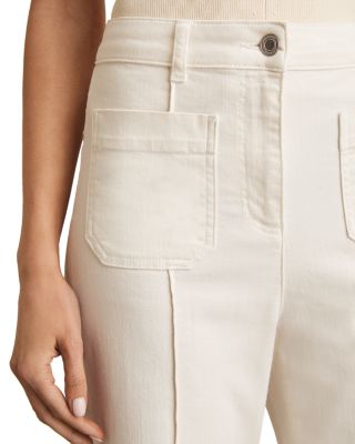 Petite Sakura Flare Patch Pocket Jeans in Ecru