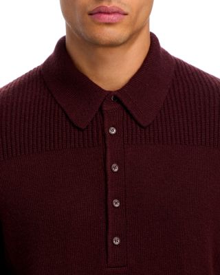 Relaxed Fit Block Knit Wool Polo Sweater  