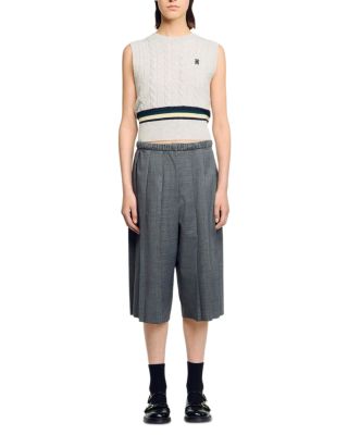 Pleated Long Shorts