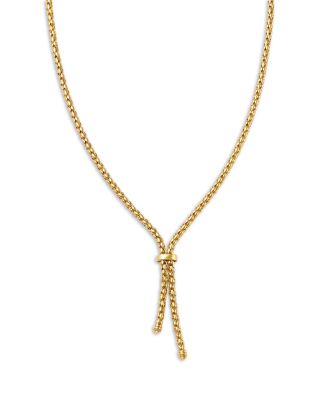 Popcorn Link Lariat Necklace in 14K Yellow Gold, 17"