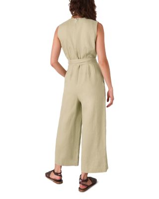 Belted Seamed Linen Jumpsuit
