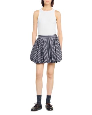 Striped Rhinestone Bubble Hem Skirt