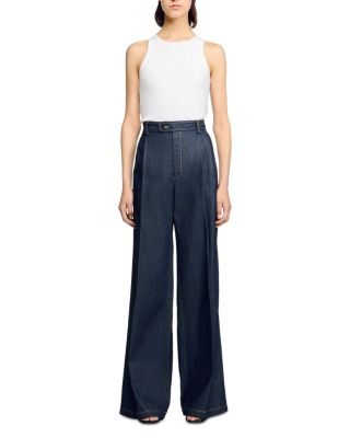 High Rise Wide Leg Denim Pants