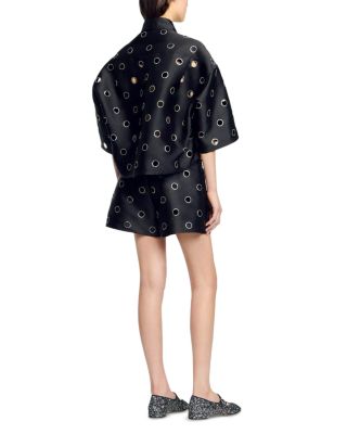 Rhinestone Cutout Shirt