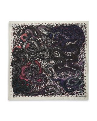 Snake Print Mixed Silk Square Scarf