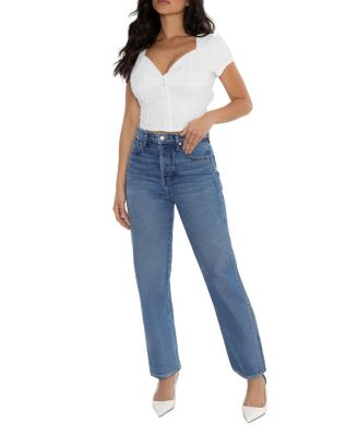 High Rise Tracy Straight Jean in Ocean Blue