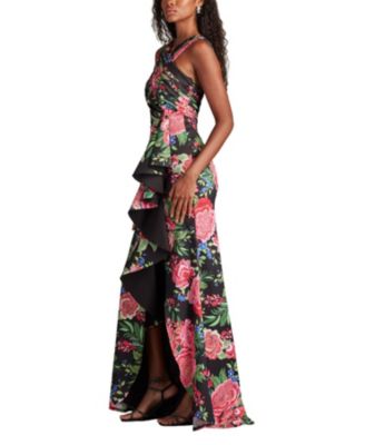 Elarra Floral Waterfall Flounce Gown