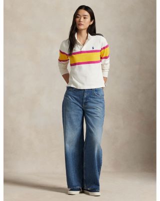 Color Blocked Cotton Jersey Rugby Shirt