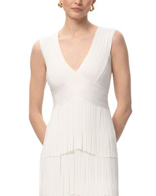 V Neck Gracie Midi Fringed Dress