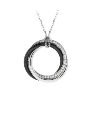 Pre-Owned Cartier - Small Trinity Pendant Necklace 18K White Gold with Diamonds and Ceramic