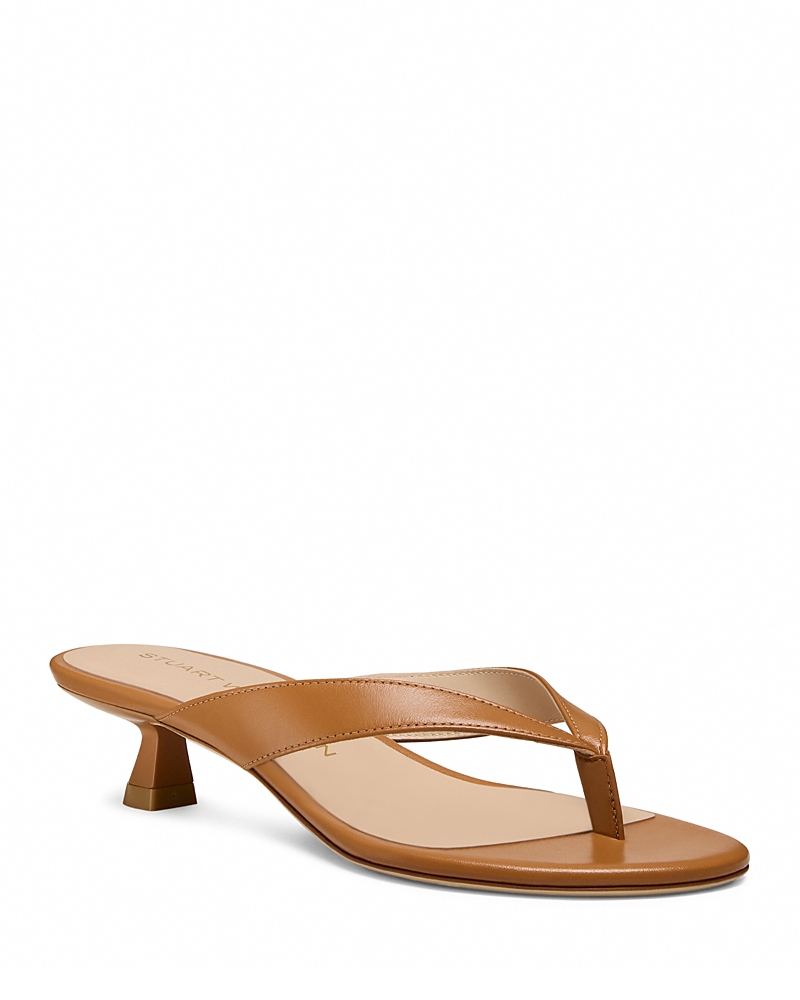 Stuart Weitzman Rio Leather Kitten-heel Thong Sandals