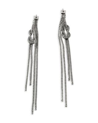 Sterling Silver Love Knot Chain Drop Earrings