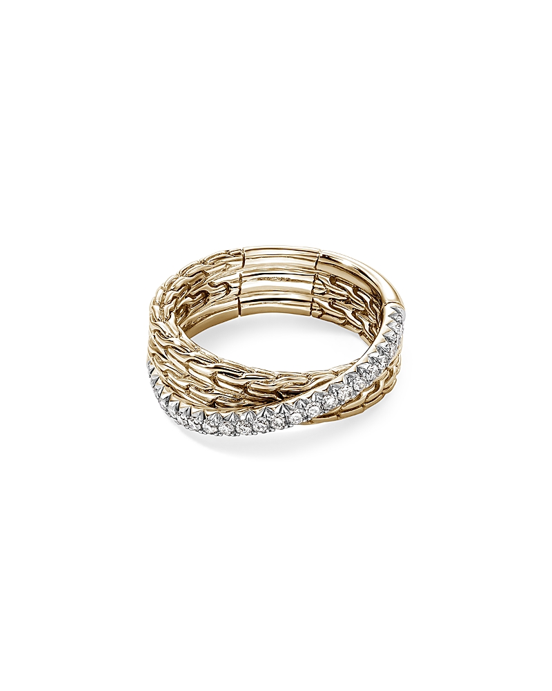 John Hardy 14K Yellow Gold Jh Essentials Diamond Pave Crossover Ring