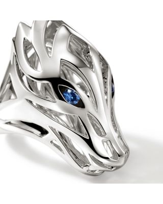Sterling Silver Blue Sapphire Sapphire Naga Saddle Ring