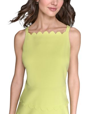 Scallop Trim Scuba Mini Dress