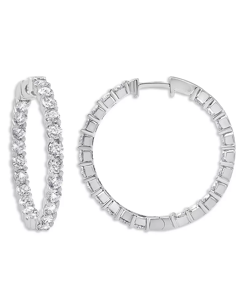 Bloomingdale's Fine Collection Diamond Inside-Out Hoop Earrings in 14K White Gold, 4.0 tcw