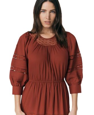 Leoni Lace Trim Cotton Midi Dress