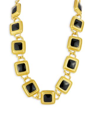 AQUA - Black Crystal Vintage Statement Necklace, 16"-19"- Exclusive