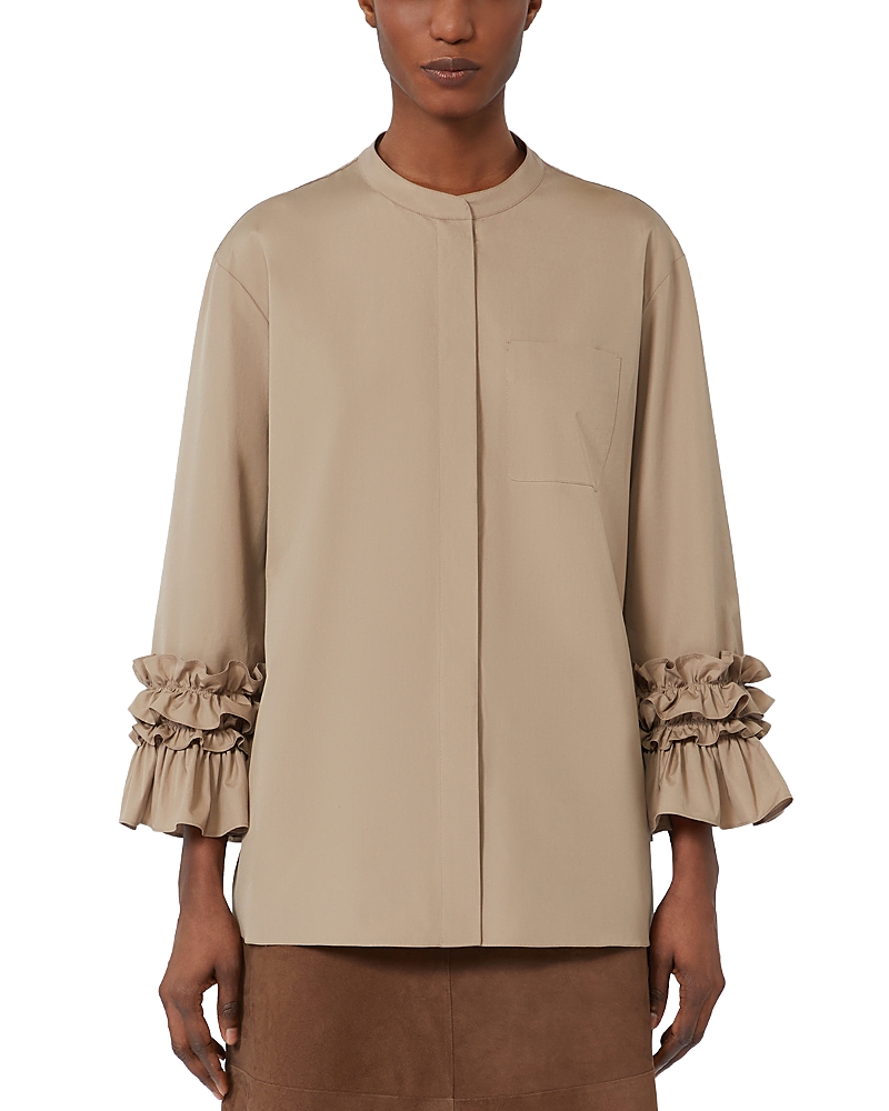 Max Mara Favola Ruffle Cuff Top In Brown