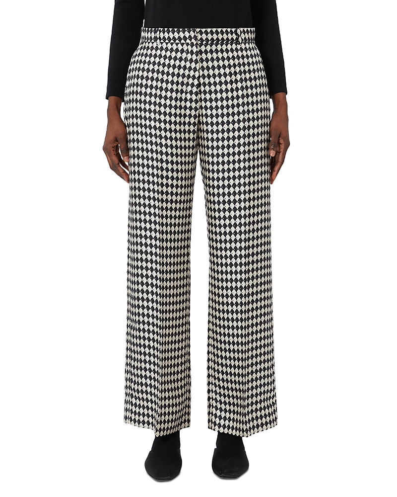 Max Mara Flared Printed Silk Trousers In Gray