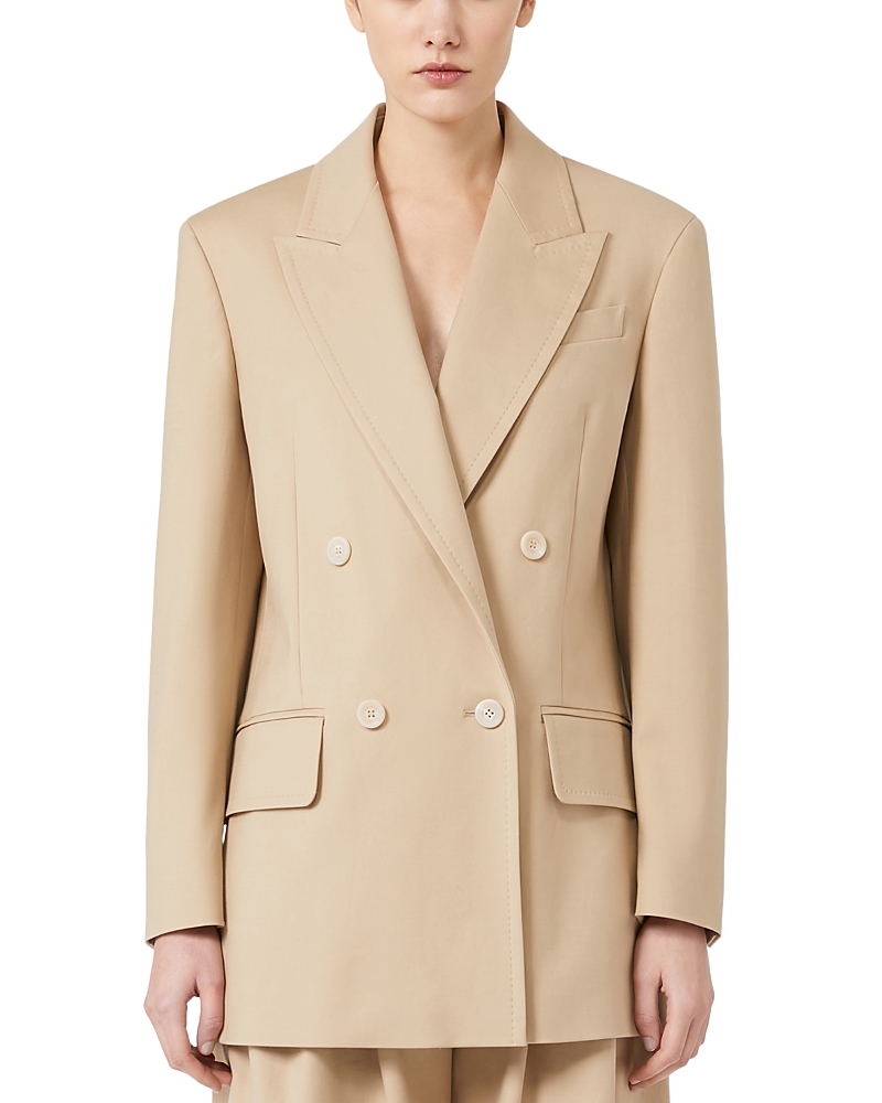 Max Mara Suez Double Cotton Blend Blazer In Neutral