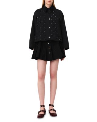 Short Velvet Collar Studded Jacket