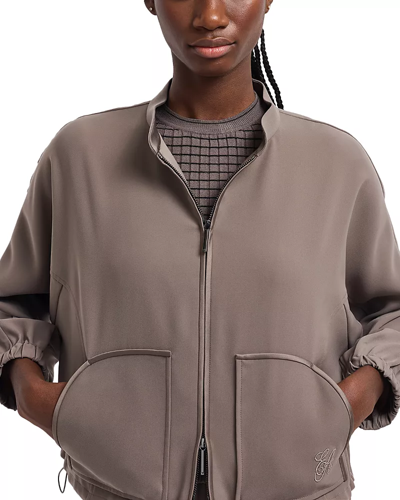 Emporio Armani Techno Cady Jacket with Elastic Drawstring Hem