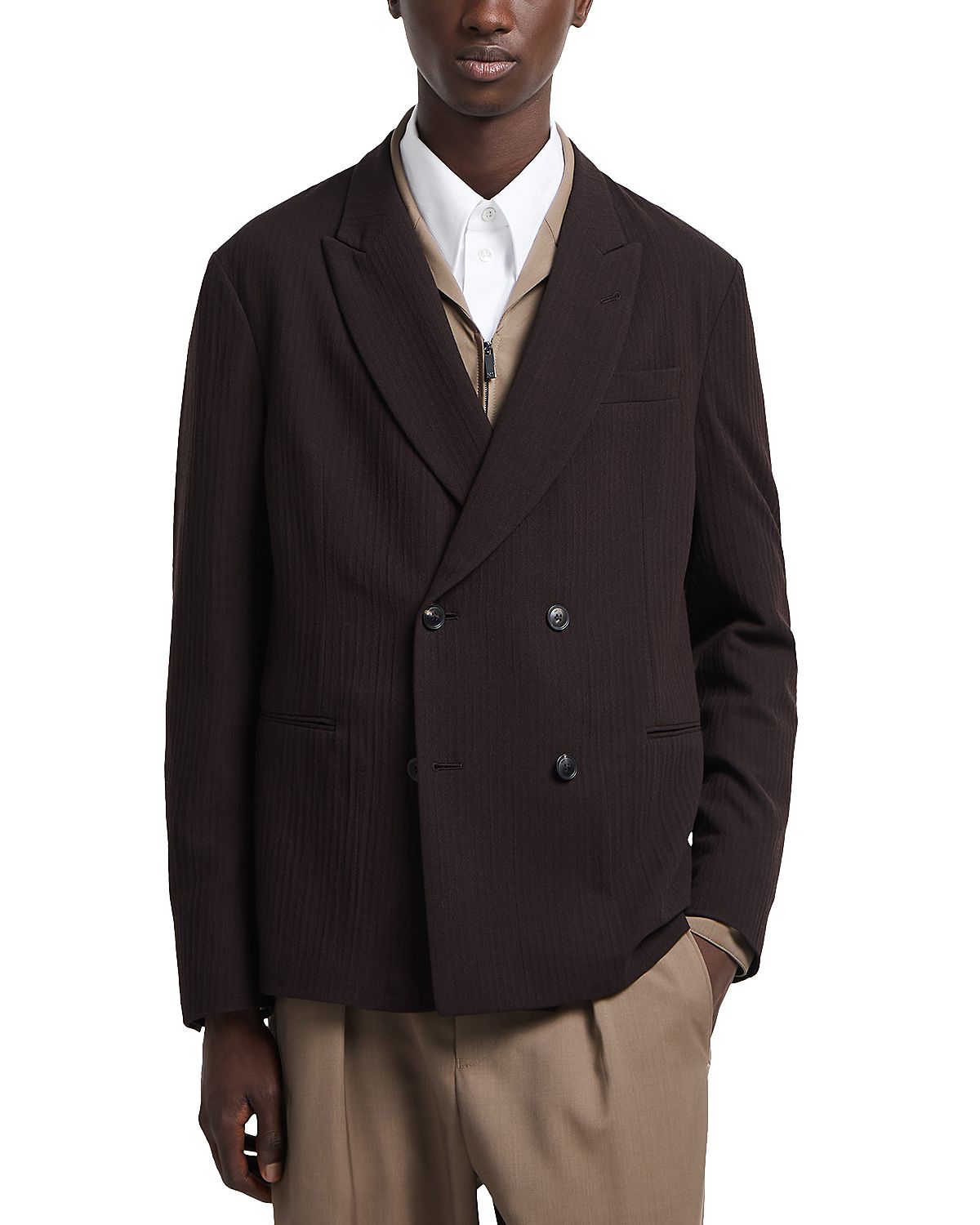 Emporio Armani Double Breasted Peak Lapel Blazer