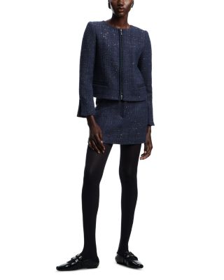 Sequined Tweed Mini Skirt